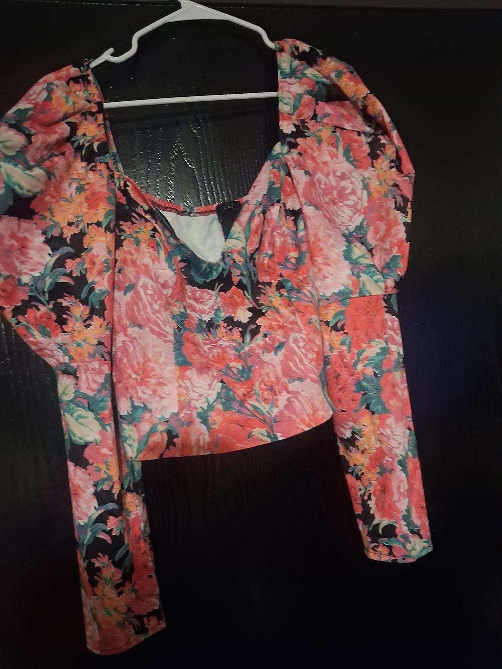 Floral Puff-Sleeve Crop Top - Pink Floral Fashion Nova XL NEW